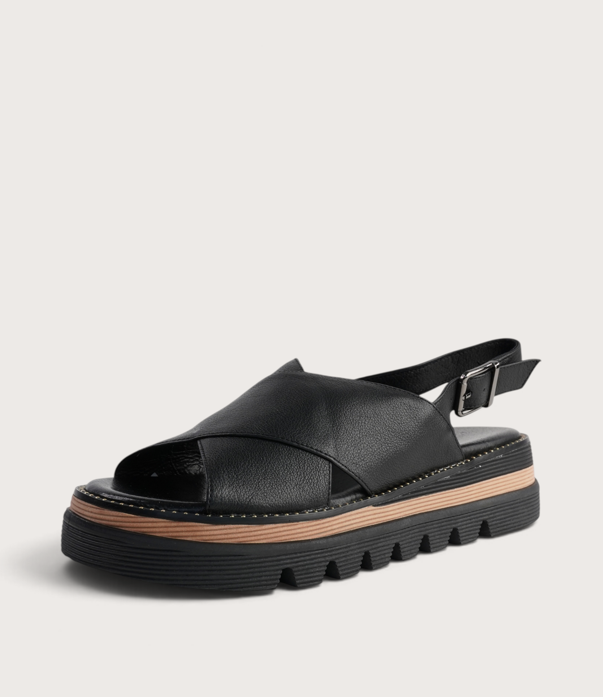 Sasi Black Leather Sandals