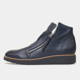 Ohmy Navy/ Navy Leather Ankle Boots - TOP END | Shouz