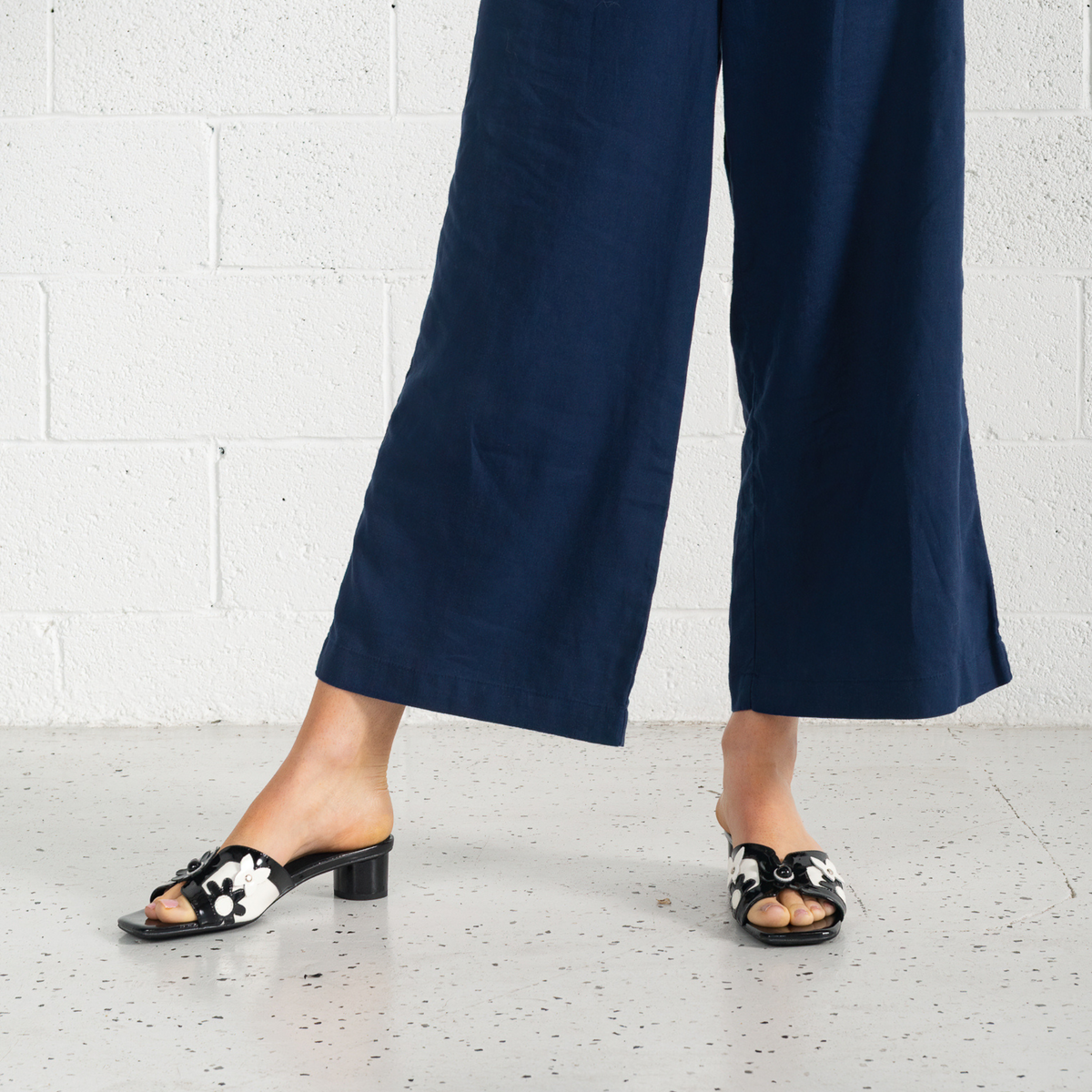 Hetti Black/ White Patent Leather Heels