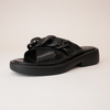 Elease Black Leather Slides