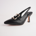 Linky Black Leather Heels