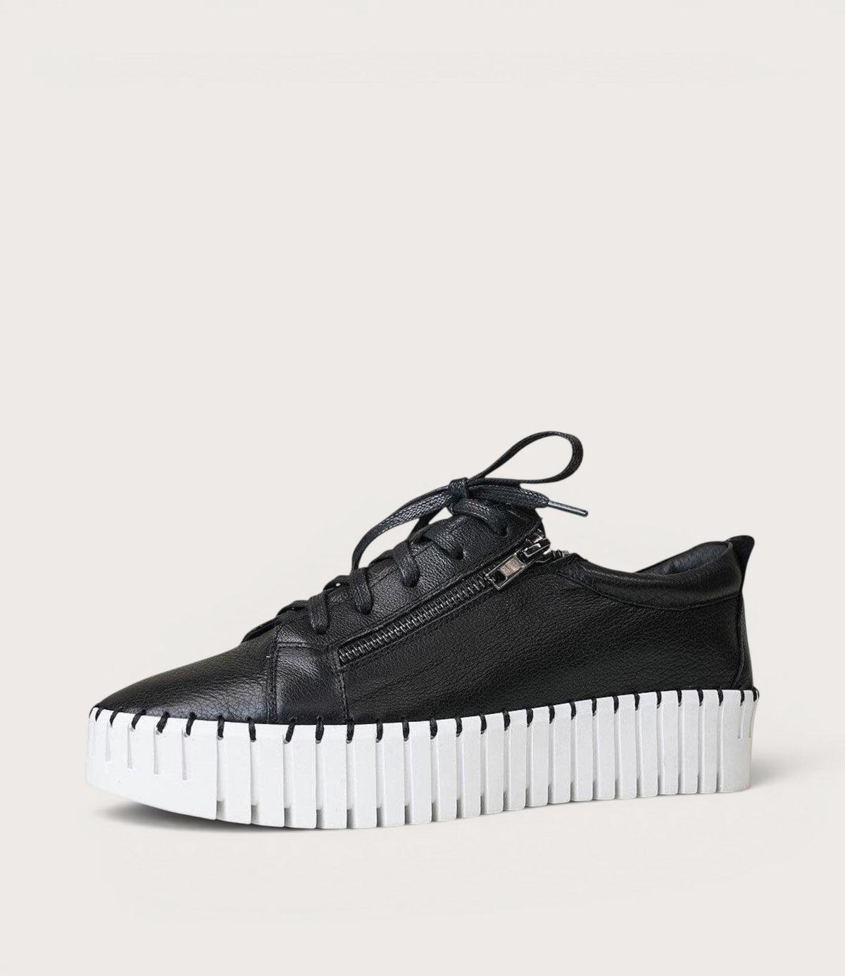Bump Black Leather Sneakers