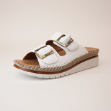 Oasis White Leather Slides