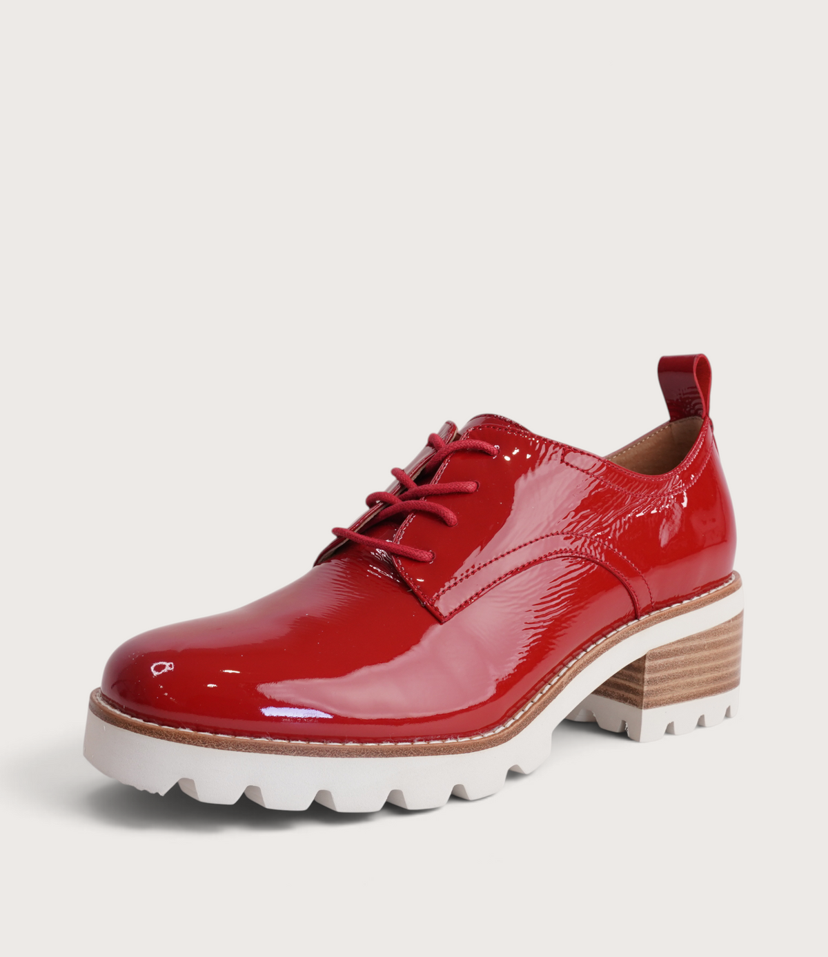 Daya Red Crinkle Patent Leather Brougues
