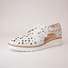 Otay White Leather/ White Sole Lace Up Flats