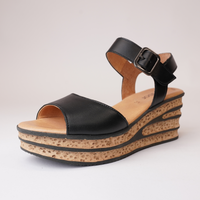 Pina Black Leather Sandals