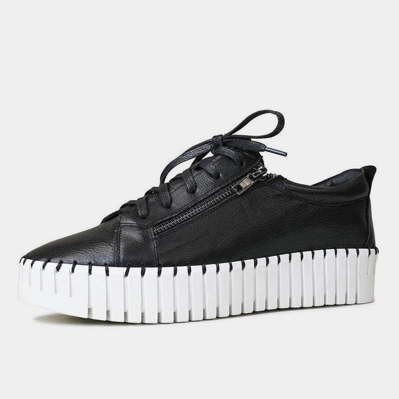 Bump Black Leather Sneakers