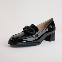 Nomass Black Patent Leather Heeled Loafers