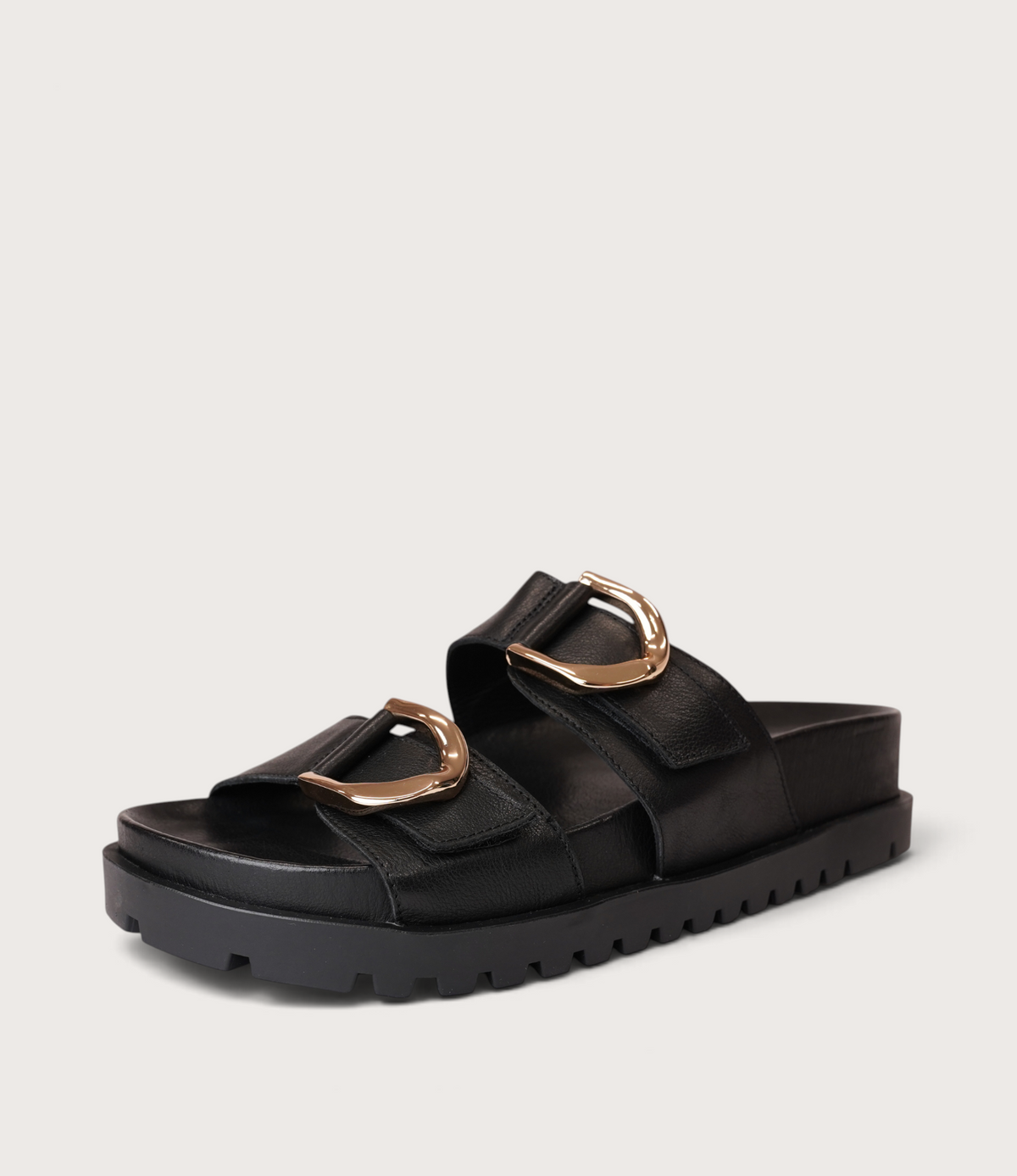 Ullana Black Leather Slides