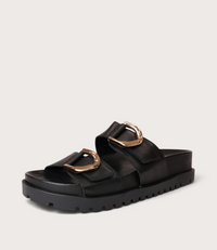 Ullana Black Leather Slides