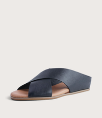 Harli Navy Leather Slides