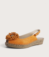 Erica Orange Suede Espadrille Wedges