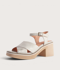 Jemi Beige And Gold Wash Leather Heels