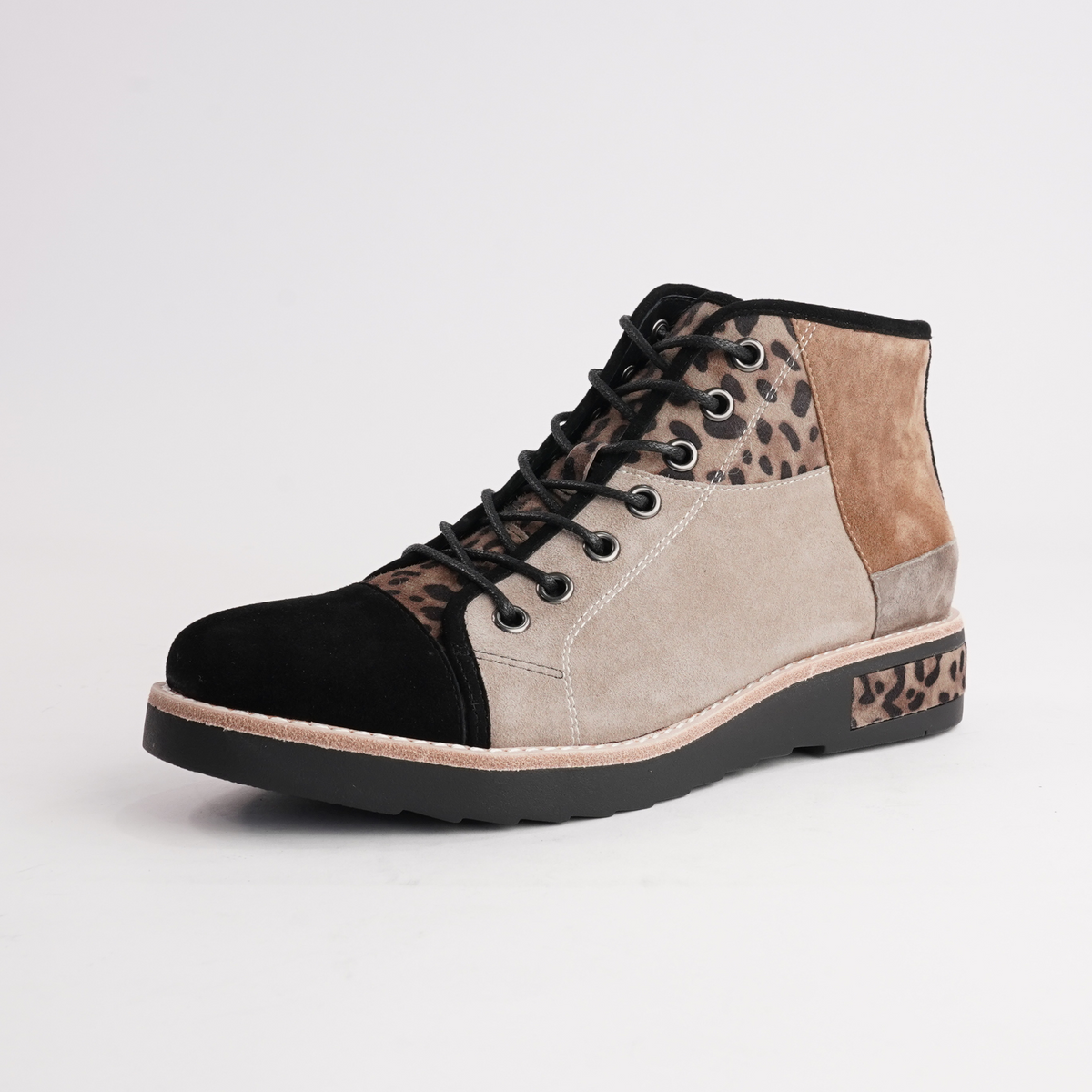Regine Leopard Multi Leather Ankle Boots - DJANGO AND JULIETTE | Shouz