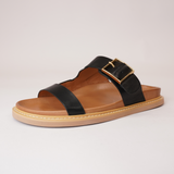 Dedra Black Leather Slides