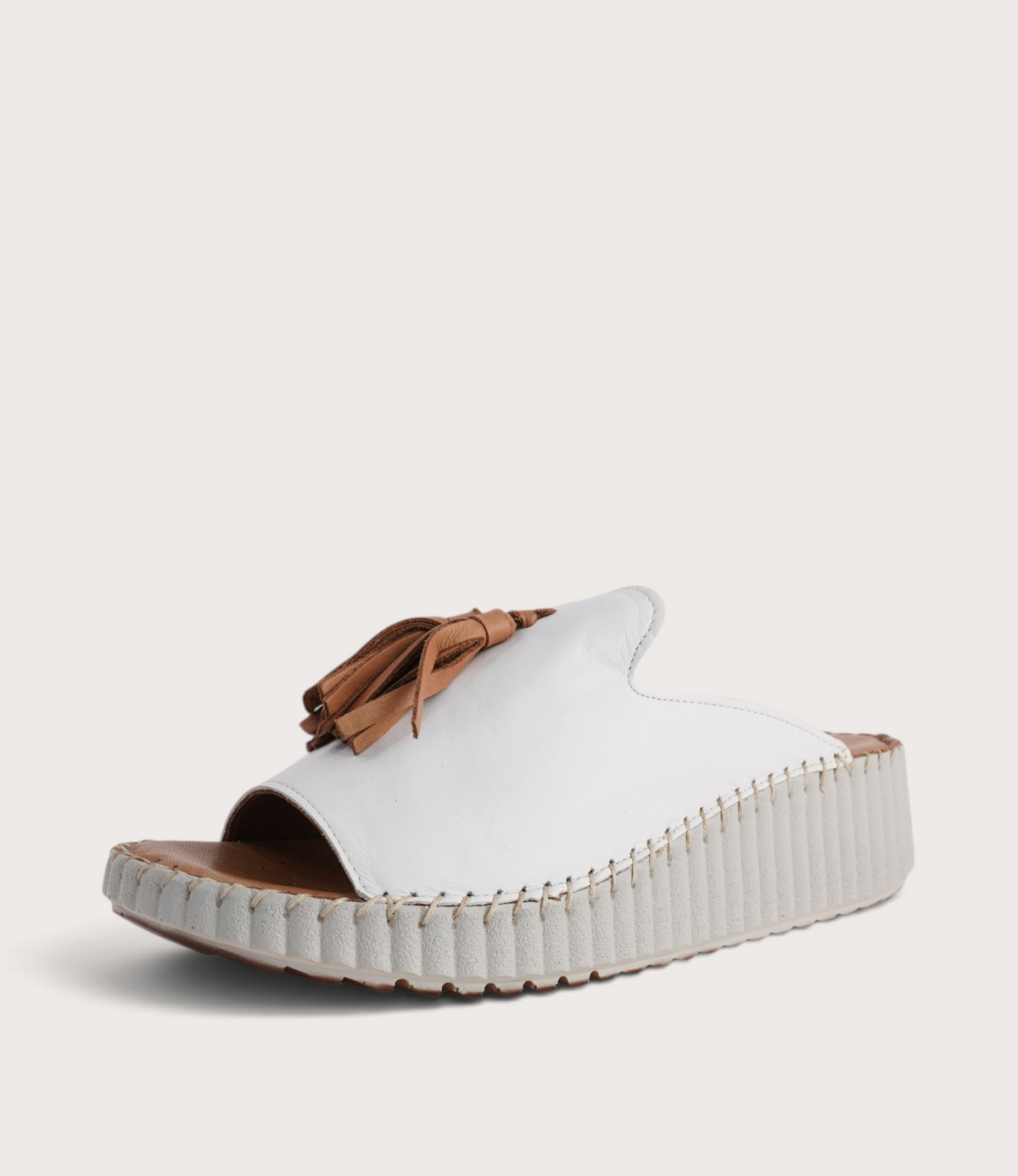 Sonny White/ Coconut Leather Slides