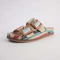 Ixey Blue Multi Raffia Slides