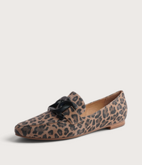Socoros Camel Leopard Leather Loafers