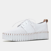 Batu White/ Dark Tan Leather Sneakers