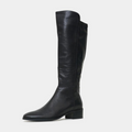 Tetley Black Leather/ Stretch Knee High Boots