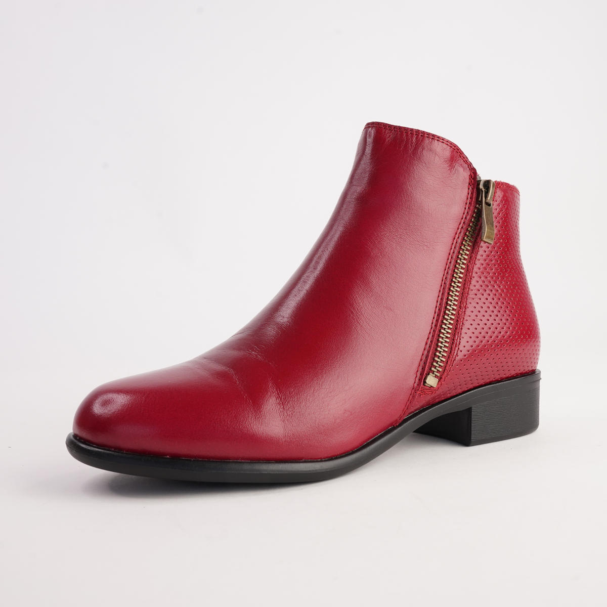 Lorenzo Red Leather Ankle Boots - BRESLEY | Shouz