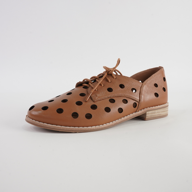 Aksel Dark Tan Leather Lace Up Flats