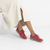 Leeze Dark Red Patent Leather Lace Up Flats