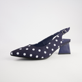 Ihops Navy White Spots Leather Heels