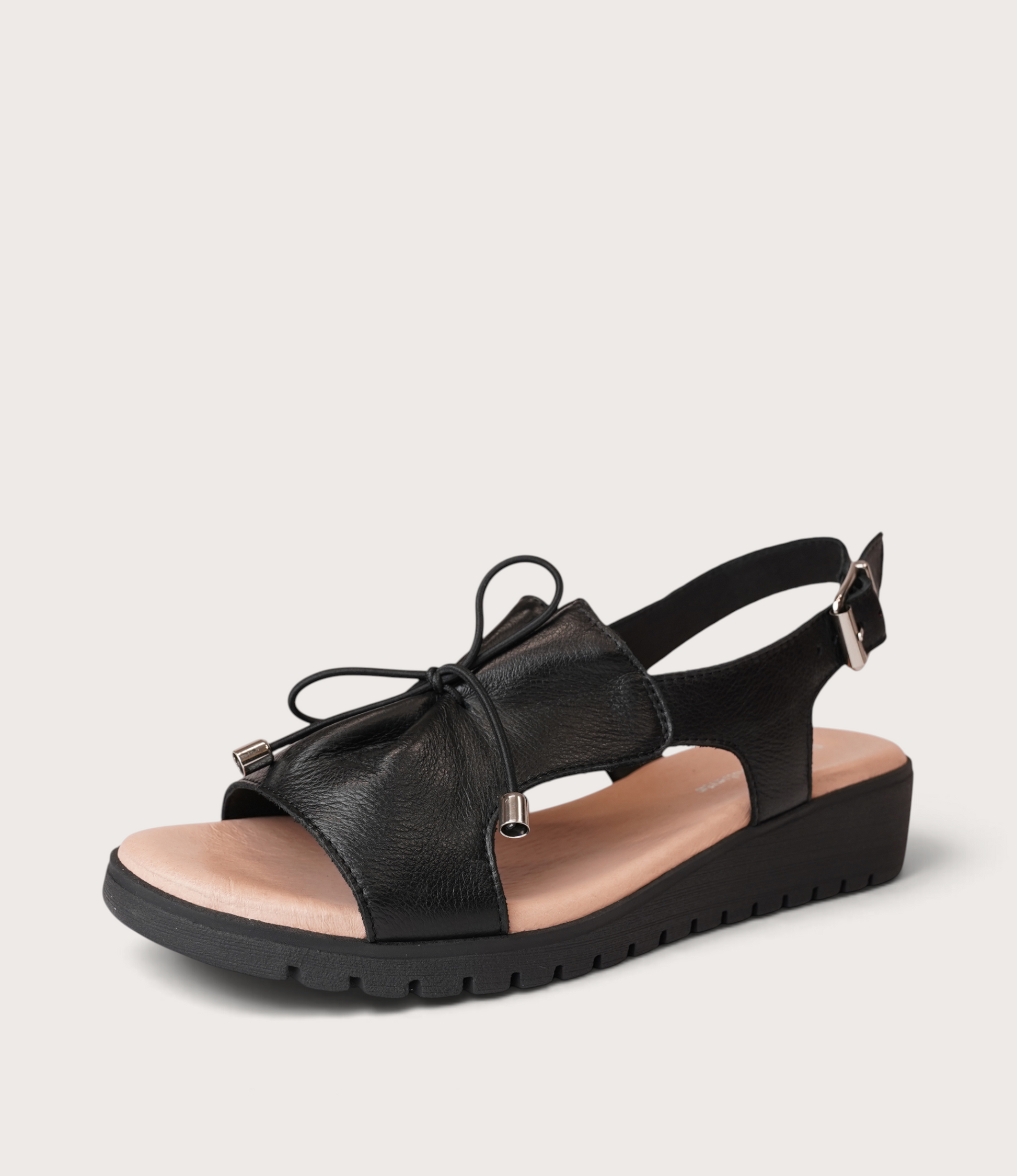 Malika Black Leather Sandals