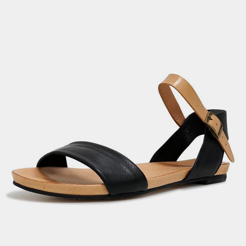 Jinnit Black/ Tan Leather Sandals