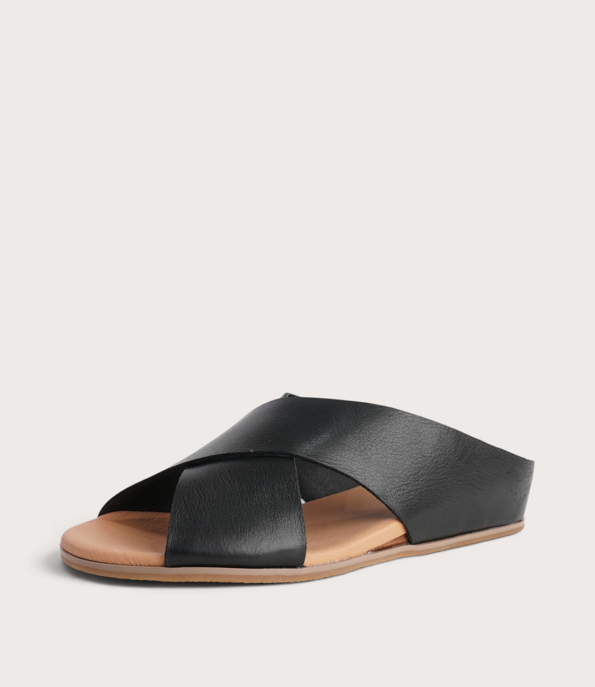 Harli Black Leather Slides