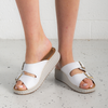 Solena White Leather Slides