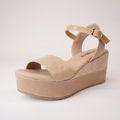 009-cres-138 Sand Patent/ Suede Leather Wedges
