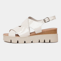 Riku Ivory Patent Leather Wedge Sandals