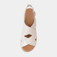 Riku Ivory Patent Leather Wedge Sandals