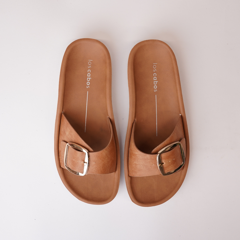 Naja Brandy Leather Slides