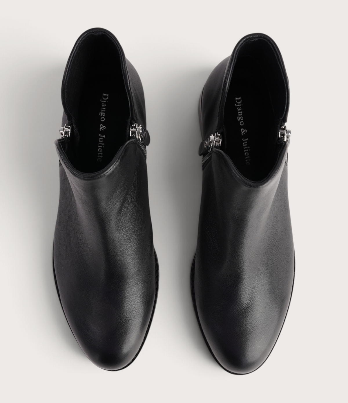 Noves Black Leather/ Black Heel Ankle Boots