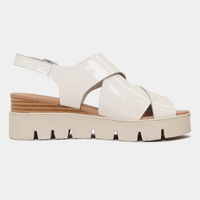 Riku Ivory Patent Leather Wedge Sandals