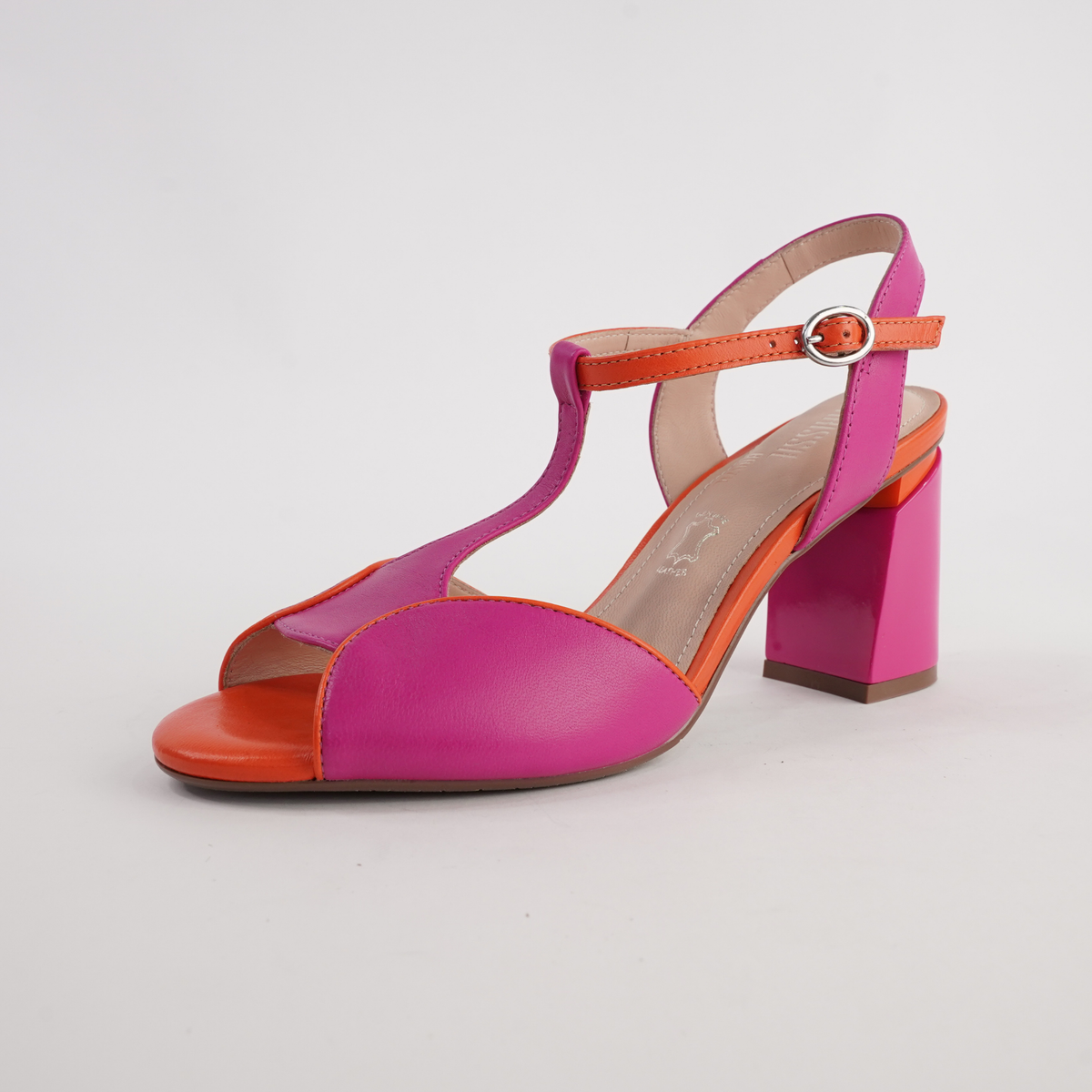 Brooke Fuschia/ Tangerine Leather Heels - CHRISSIE | Shouz