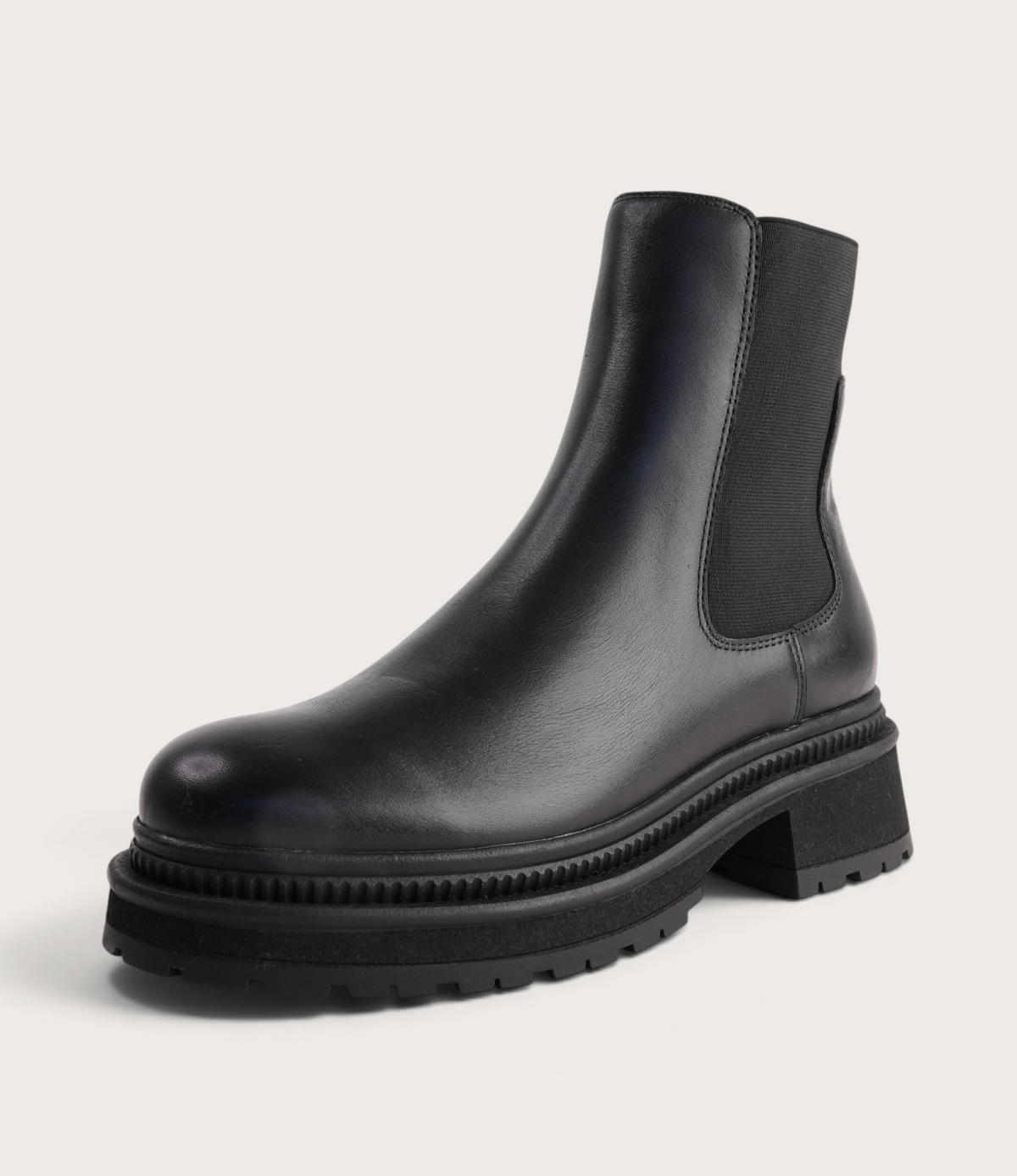 Brussels Black Leather Ankle Boots