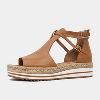 Alexys Dark Tan Leather Platform Sandals