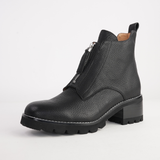Dazzler Black/ Black Leather Ankle Boots - BRESLEY | Shouz