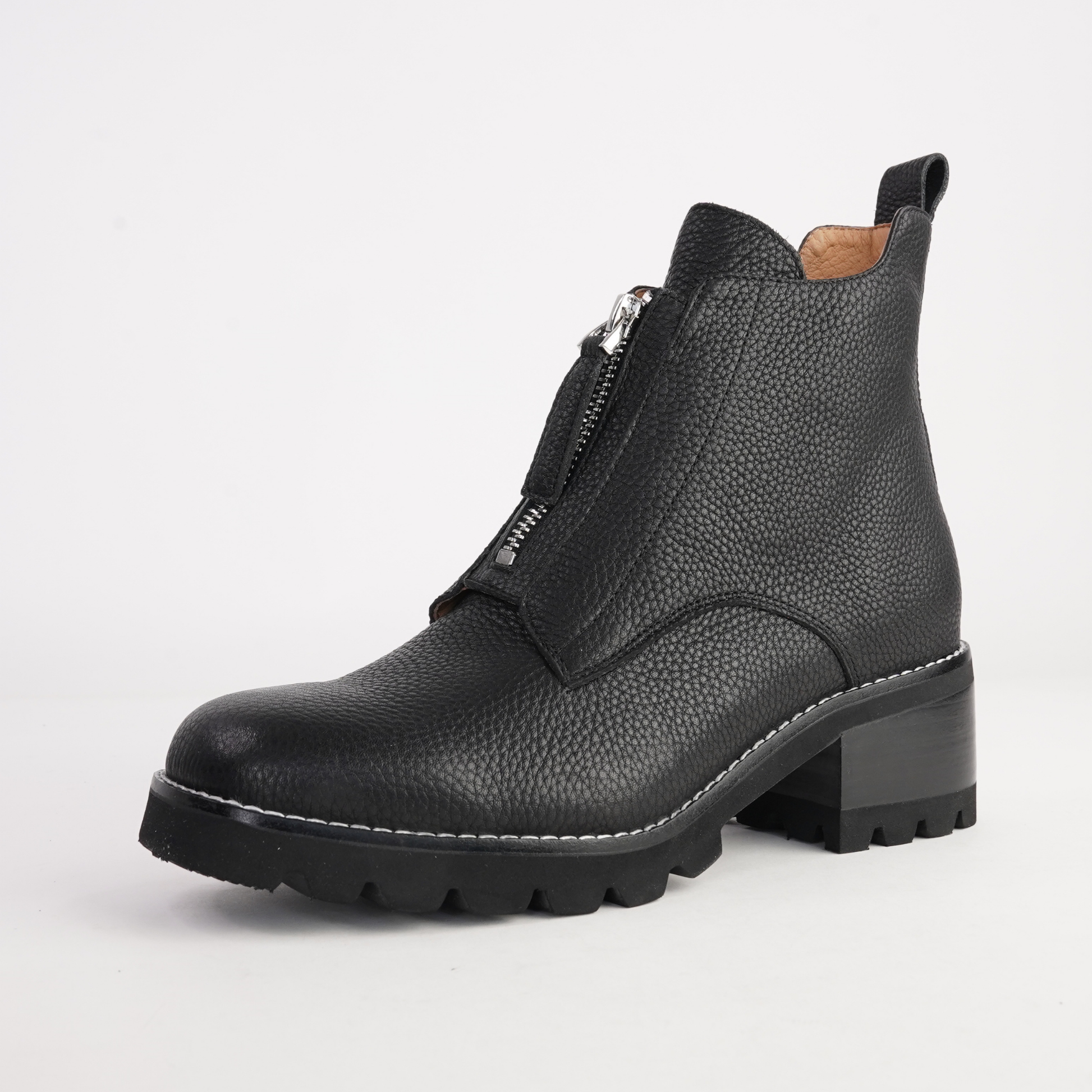 Dazzler Black/ Black Leather Ankle Boots - BRESLEY | Shouz