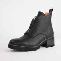 Dazzler Black/ Black Leather Ankle Boots - BRESLEY | Shouz