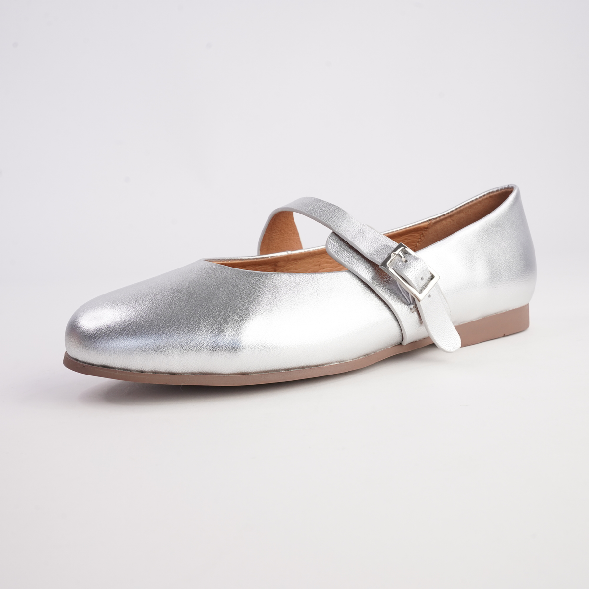 Picton Silver Leather Ballet Flats - MARCO SANTINI | Shouz