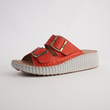 Solena Red Leather Slides