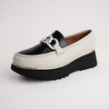 Hitch Cream Leather/ Black Patent Loafers