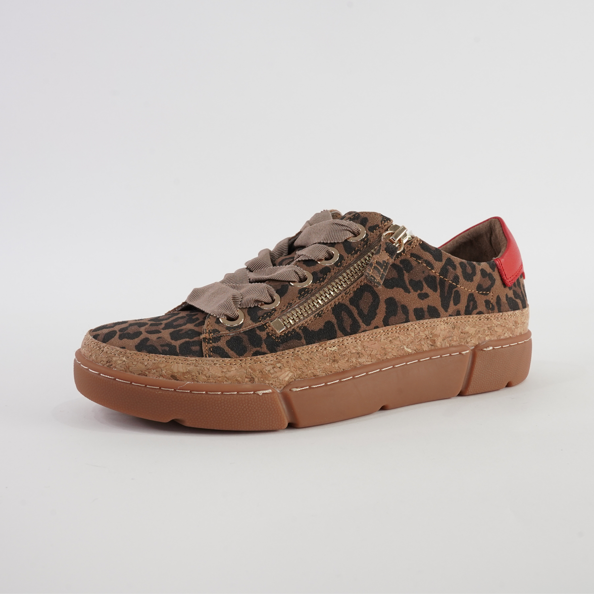 Torayne Camel Leopard Suede/ Red Multi Leather Sneakers - DJANGO AND JULIETTE | Shouz