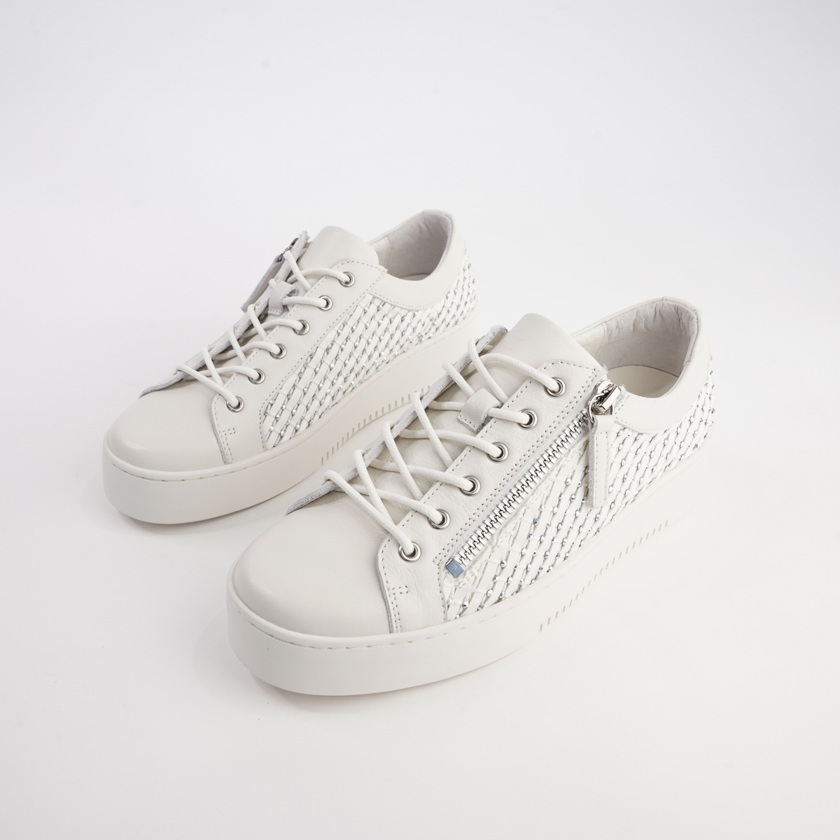 Lelah Ivory Multi Leather Sneakers
