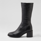 Sesina Black Leather Calf Boots - MOLLINI | Shouz